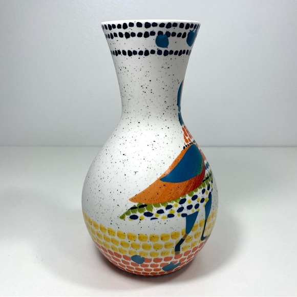 Rare Anthropologie Speckled Ceramic Bird Duck Trumpet Bouquet Flower Vase Decor - Picture 7 of 13